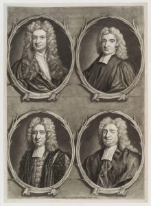 Worthies of Britain' (Sir Isaac Newton; Edmond Halley; Nicholas Saunderson; John Flamsteed) by John Bowles